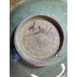 Handcrafted Diana Seidel Ceramic Saucer Set Of 2 Green Glaze Finish Unique Artis